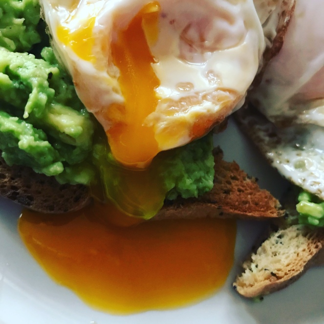 Poached egg with avocado on gluten free toast